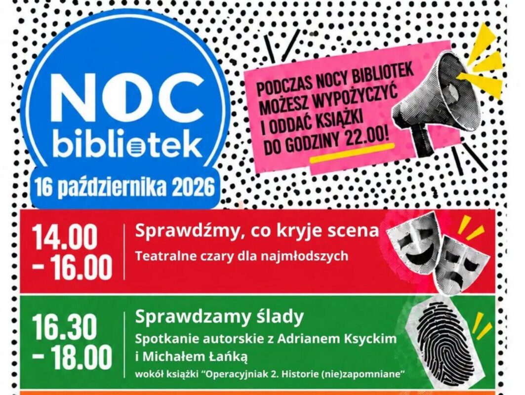 Noc Bibliotek w Darłowie: teatr, autorzy, Osiecka i gry do północy