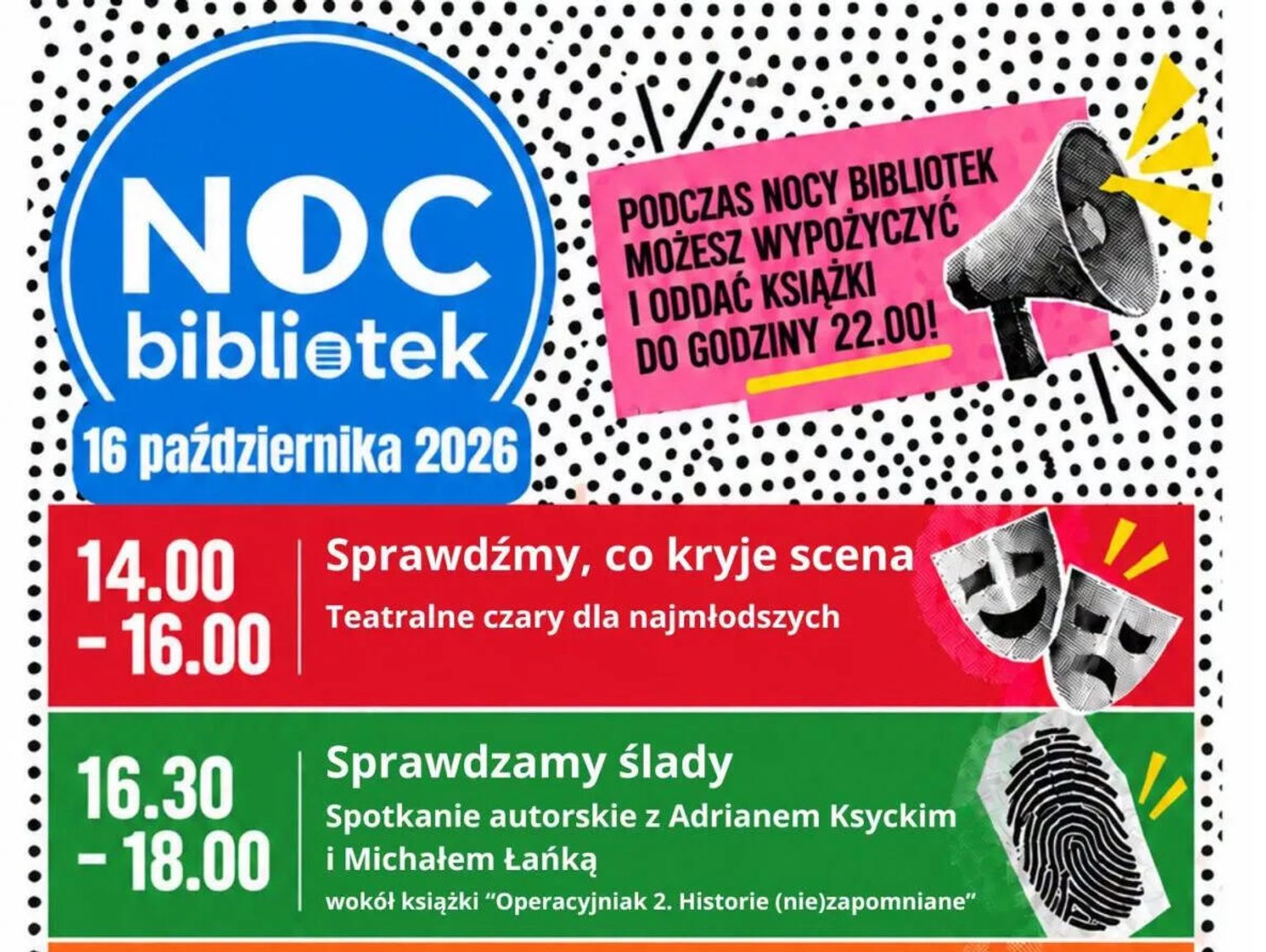 Noc Bibliotek w Darłowie: teatr, autorzy, Osiecka i gry do północy