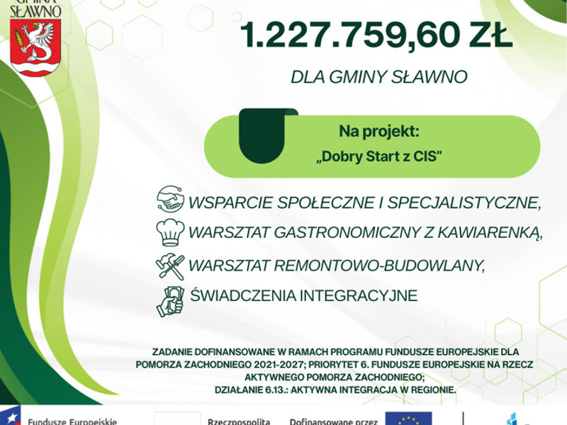 Sławno: Gmina z najwyższą oceną za projekt „Dobry Start z CIS”
