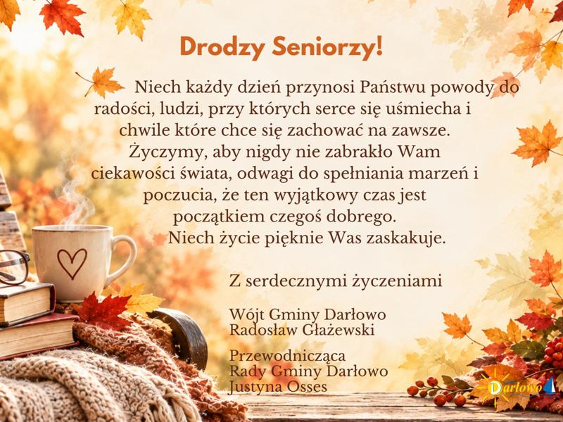 Gmina Darłowo: Ciepłe życzenia z okazji Europejskiego Dnia Seniora