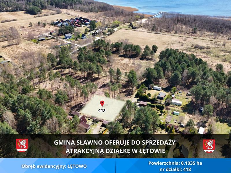 Łętowo: gmina Sławno sprzedaje działki w pobliżu jeziora