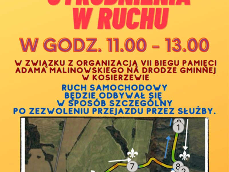 Utrudnienia w ruchu w Kosierzewie z powodu Biegu Pamięci Adama Malinowskiego