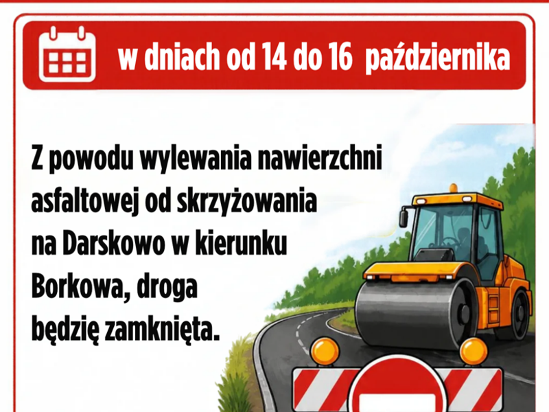 Utrudnienia w gminie Malechowo. Zamknięcie trasy z Darskowa do Borkowa